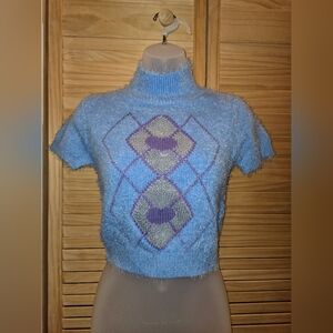 Sugar Thrillz Blue and Purple Cowl Neck Sweater
